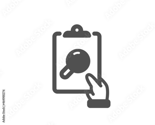 Inspect icon. Clipboard research sign. Verification file symbol. Classic flat style. Quality design element. Simple inspect icon. Vector