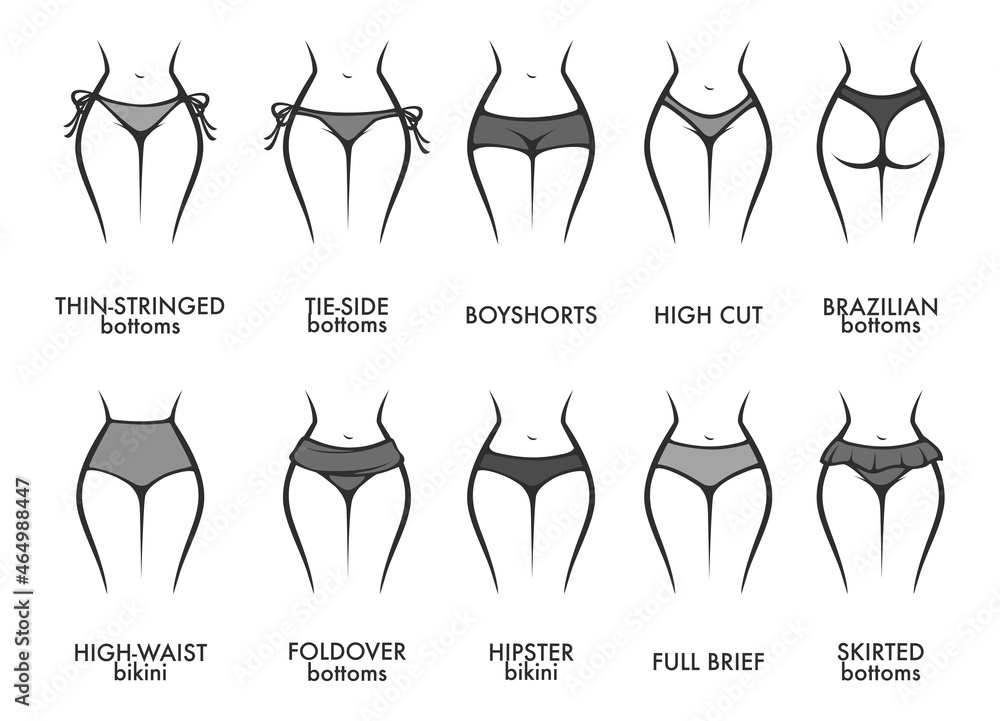 Fototapeta premium Woman panties models and types of clothes vector