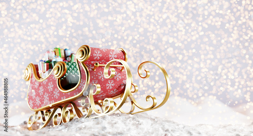 Slika na platnu Christmas santa sleigh full of gifts and presents