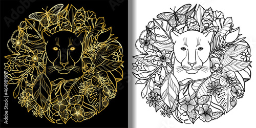 Panther and Plants Tropical prints set