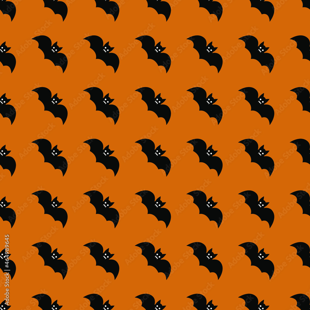 Obraz premium Vector seamless pattern with bat. Creative design with bat on the orange background. Vector illustration. Textile pattern, print pattern