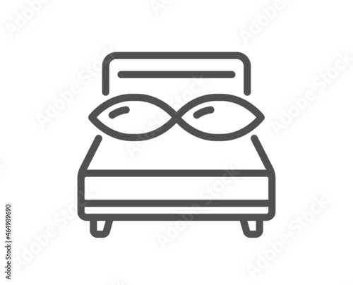 Bed pillows line icon. Night sleep rest sign. Comfort bedtime symbol. Quality design element. Linear style pillows icon. Editable stroke. Vector