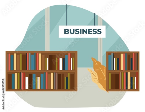 Business books and publication in shop or store