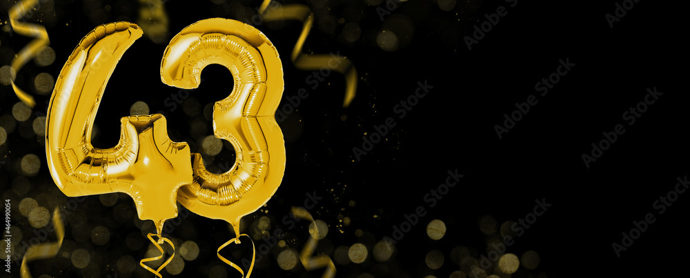 Golden balloons with copy space - Number 43 Golden balloons with copy space - Number 43