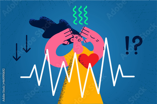 Panic and heart attack concept.