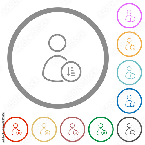 User sort ascending outline flat icons with outlines
