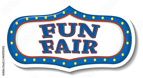 Sticker template with Funfair banner isolated