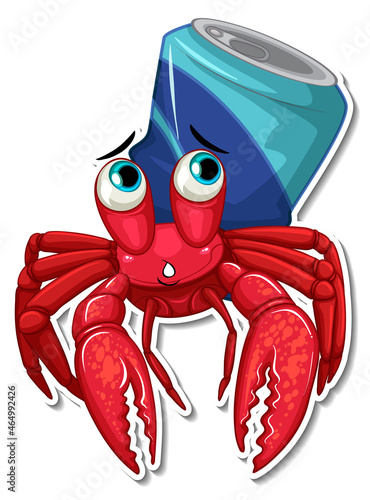 Hermit crab stuck in a can