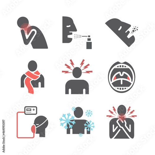 Laryngitis. Symptoms, Treatment. Vector illustration for websites, magazines, brochures.