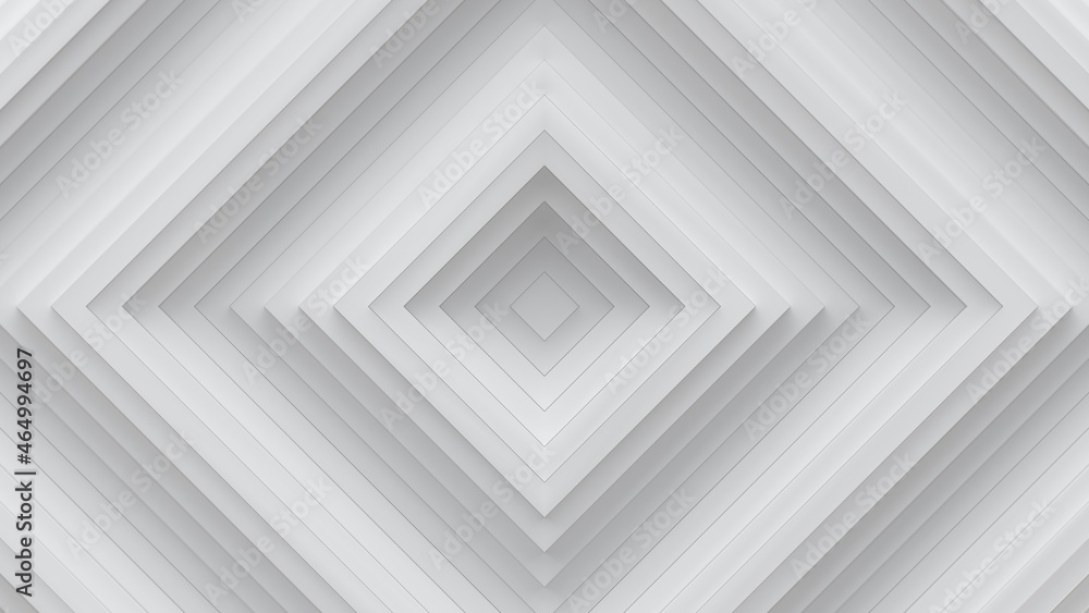 Obraz premium White concentric rhombs with ripple effect 3D rendering
