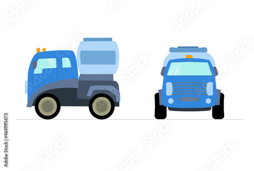 Cistern Car. Milk Tanker. Flat vector illustration
