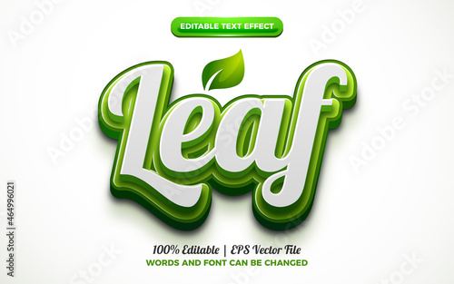 leaf green nature 3d logo template editable text effect style