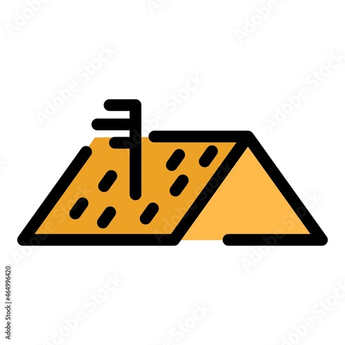 Roof with antenna icon. Outline roof with antenna vector icon color flat isolated