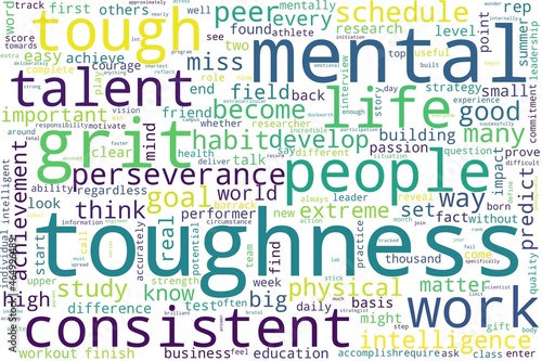 Word cloud of toughness concept on white background