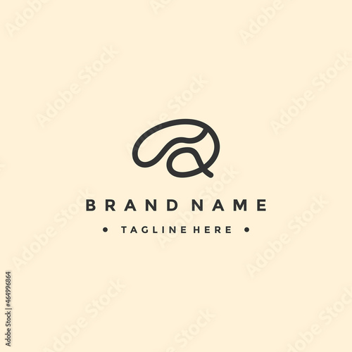 brain outline line art monoline logo vector icon