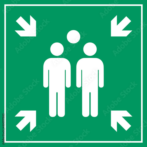 Assembly point sign, fire evacuation meeting place
