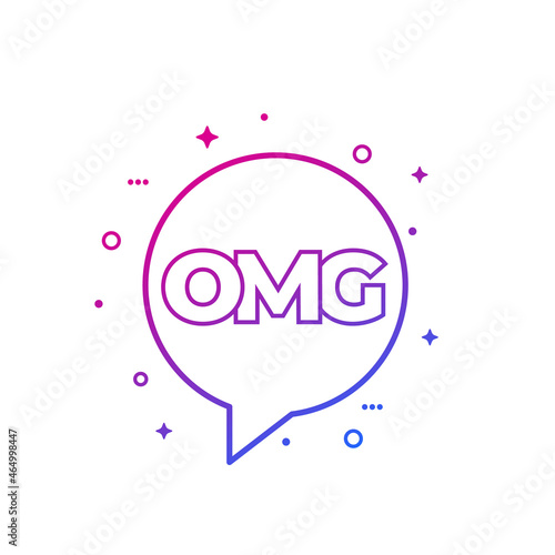 OMG text in speech bubble, vector design