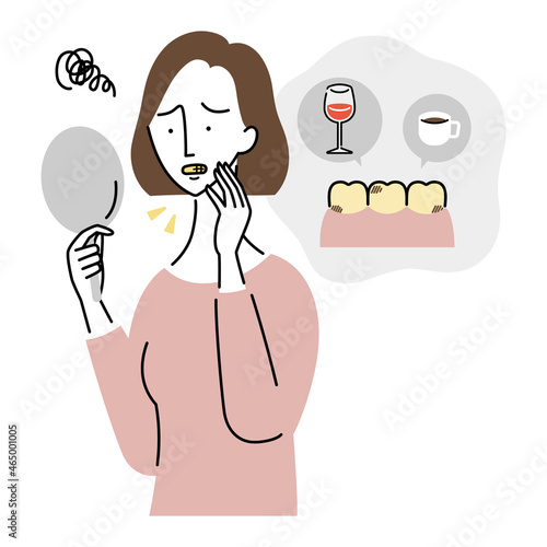 歯の黄ばみを気にする女性