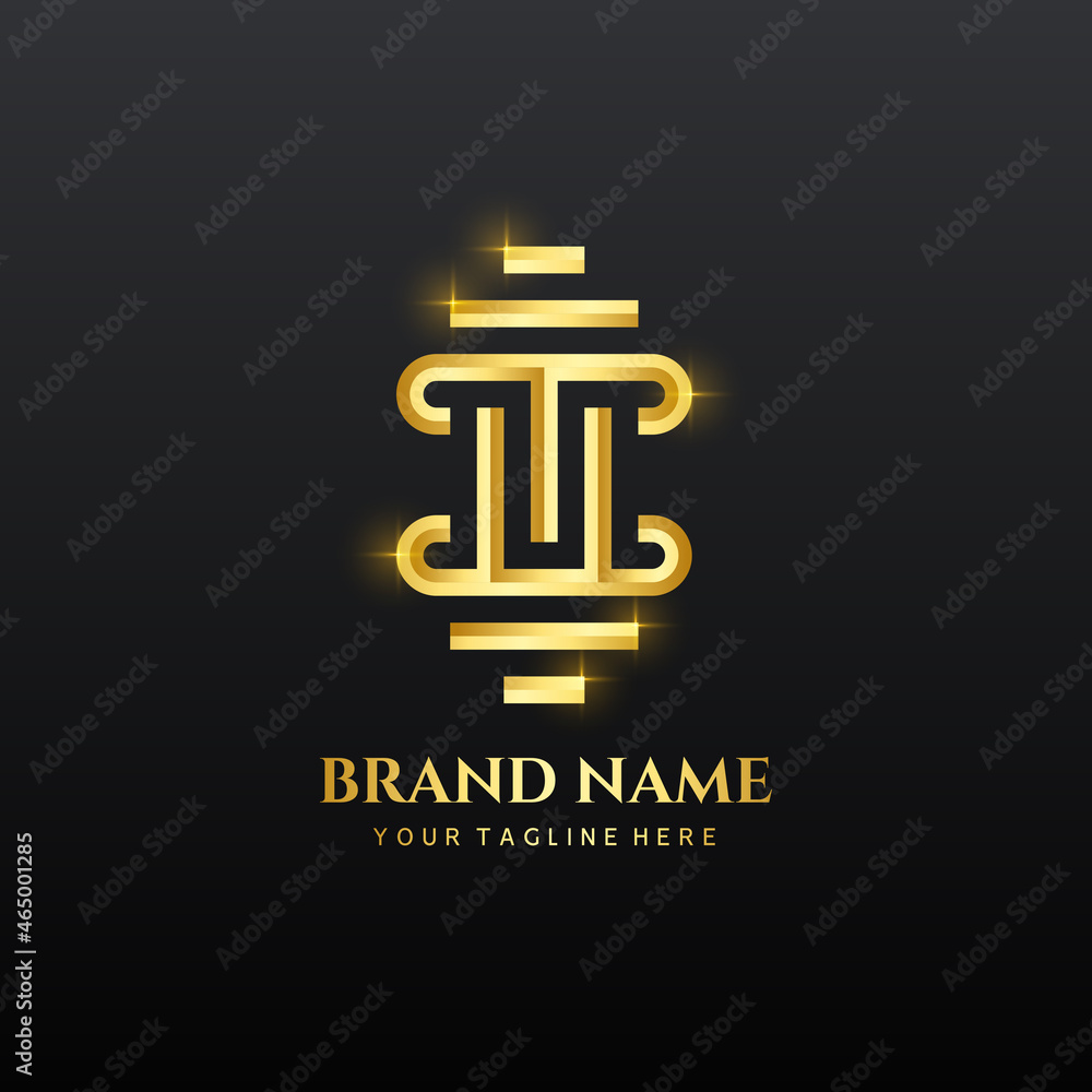 Letter T court luxury logo with gold gradient color Letter T court luxury logo with gold gradient color