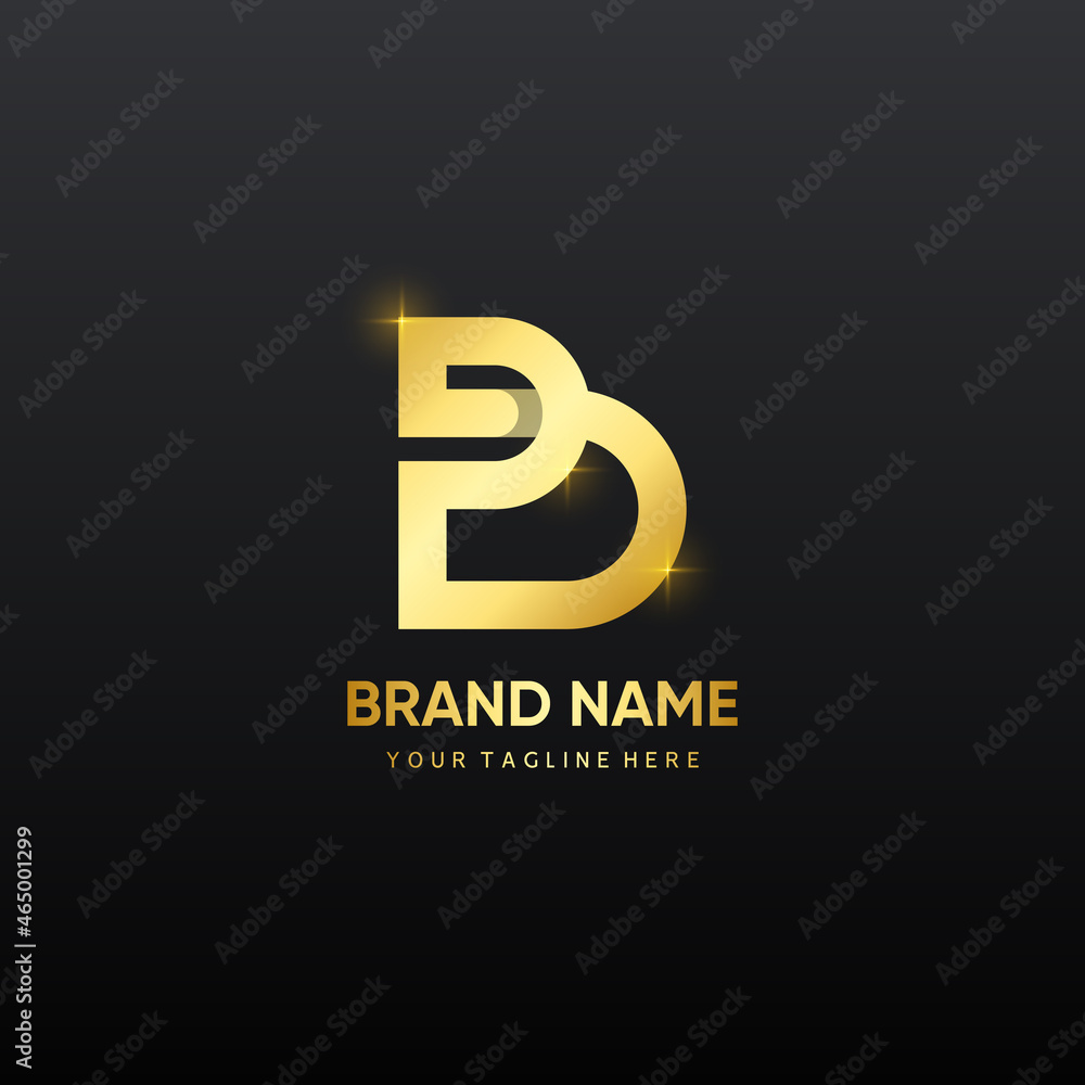 Letter PB BP luxury logo with gold gradient color