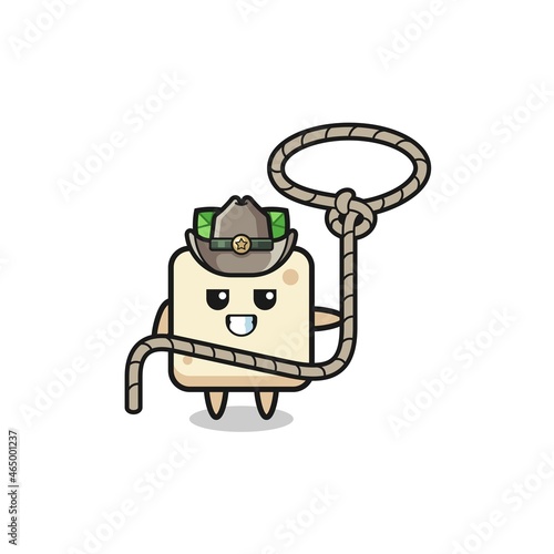 the tofu cowboy with lasso rope