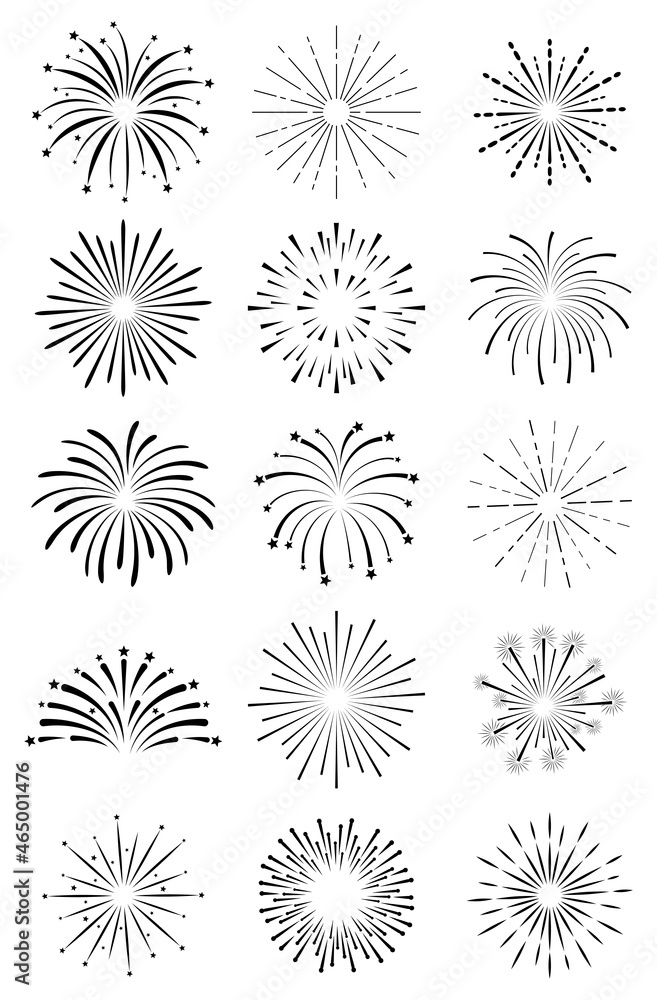 Set of Fireworks symbol icons