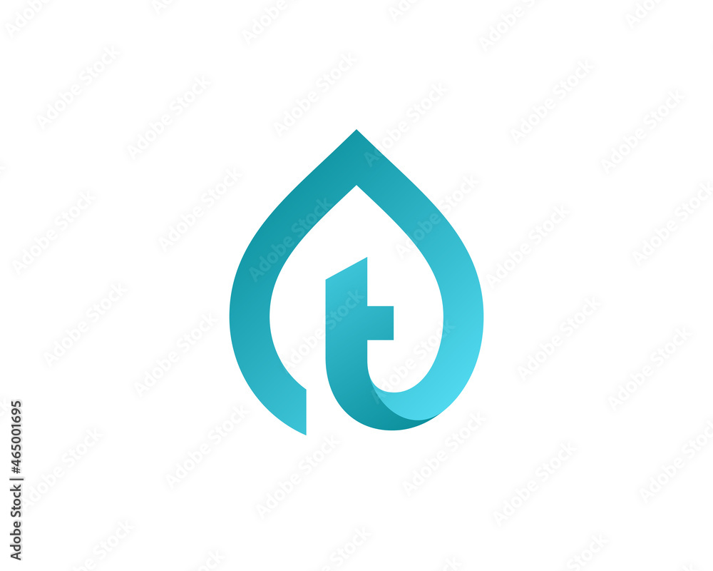 Letter T with  water drop logo icon design template elements