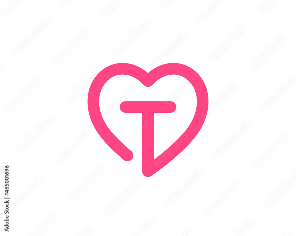 Letter T with heart logo icon design template elements Letter T with heart logo icon design template elements