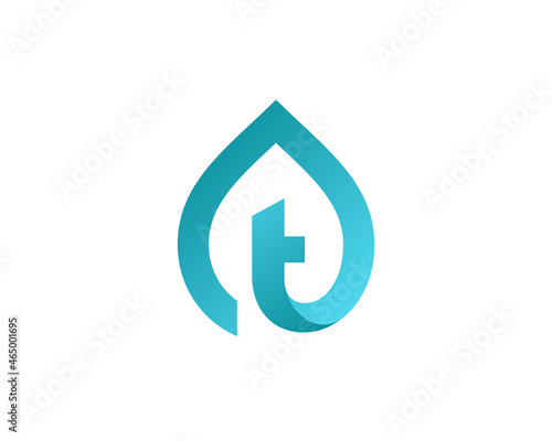 Letter T with  water drop logo icon design template elements