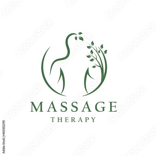 Massage therapy logo woman vector illustration