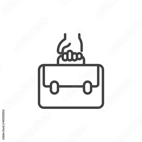 Hand with briefcase line icon
