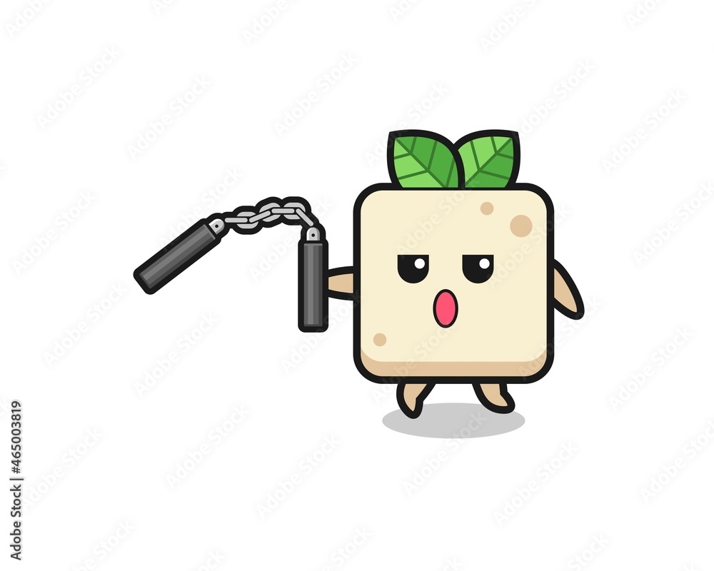 cartoon of tofu using nunchaku cartoon of tofu using nunchaku
