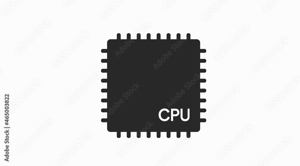 CPU Icon. Vector isolated black and white illustration 
