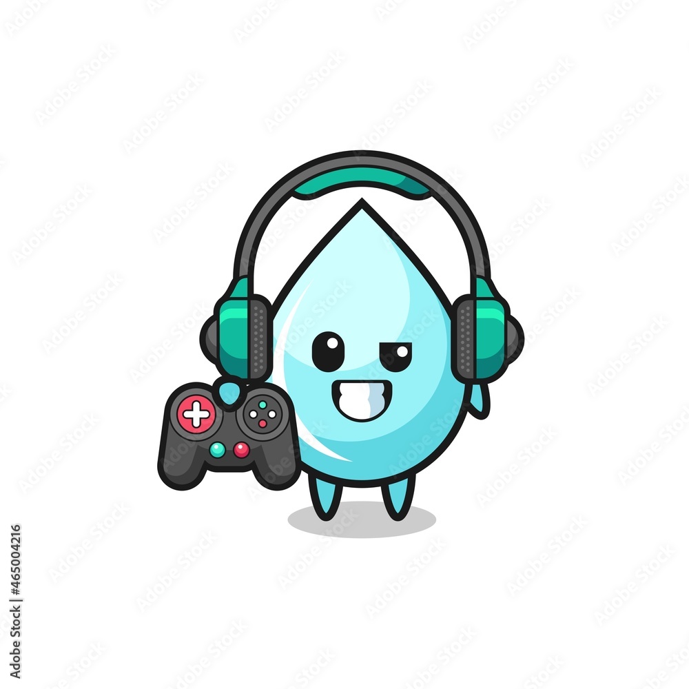 water drop gamer mascot holding a game controller water drop gamer mascot holding a game controller
