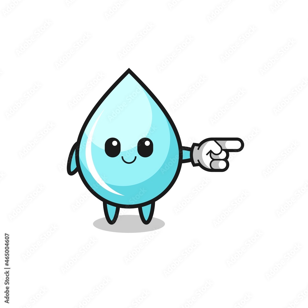 water drop mascot with pointing right gesture water drop mascot with pointing right gesture
