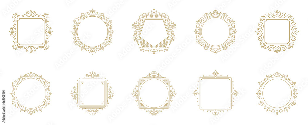 Obraz premium Vintage flourishes ornament frames set vector illustration