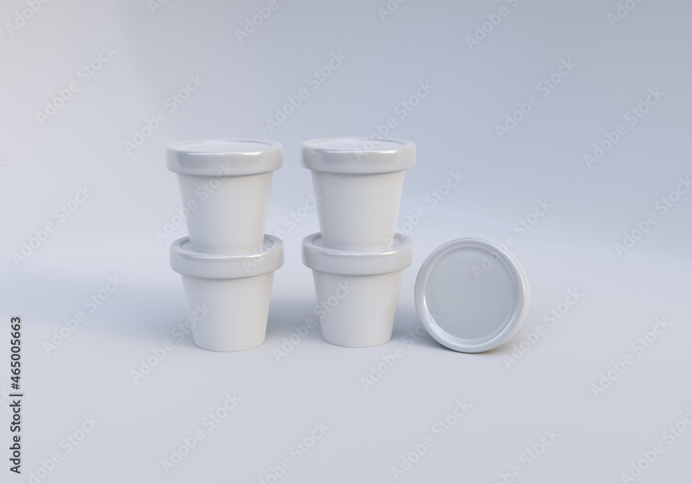 Glossy ice cream jar packaging mockup image on white background for branding, packaging, design Glossy ice cream jar packaging mockup image on white background for branding, packaging, design