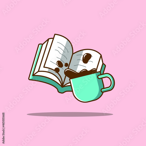 coffee and book vector illustration