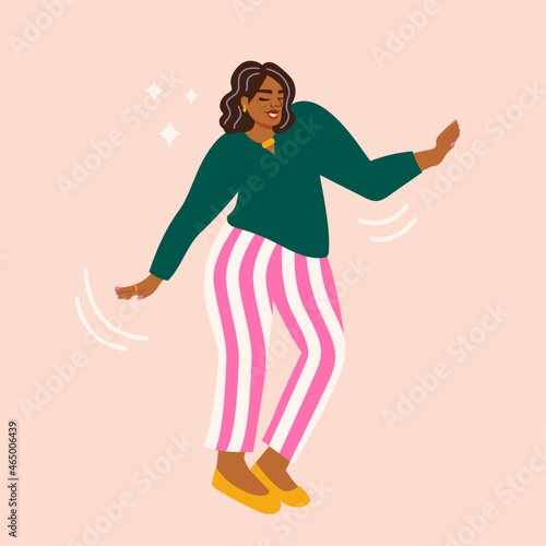 Illustration of joyful woman dancing