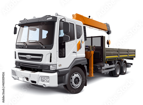 Truck with crane, detailed illustration.