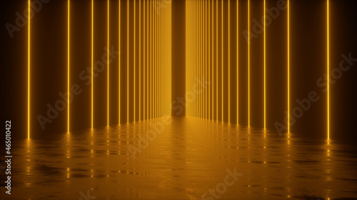 neon yellow tunnel 3d