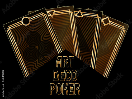 Art deco poker cards wallpaper, vector illustration