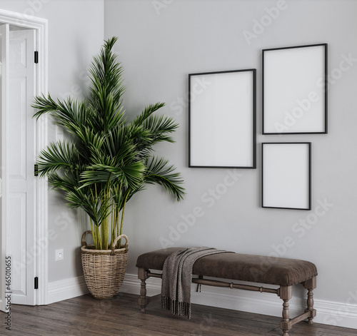 Mockup frame in hallway interior background, 3d render Fototapet