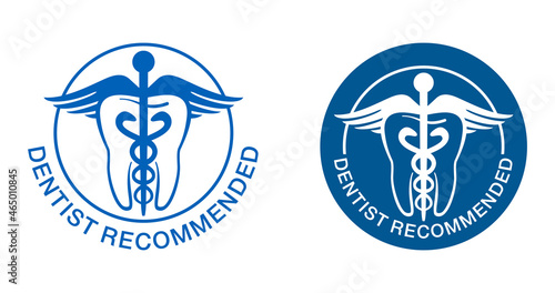 Dentist recommended icon for toothpaste, mouthwash