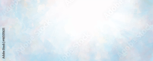 Vector watercolor texture for cards. Hand drawn vector texture. Sky, light, cloud, blue, white. Pastel color watercolour blur banner. Christmas template for design.