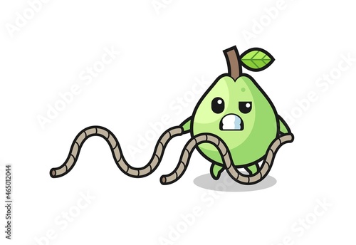 illustration of guava doing battle rope workout
