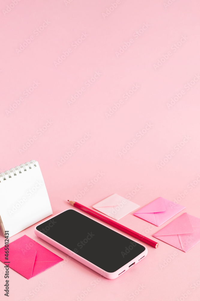 Image of modern smart phone with e-mails notification. Image of modern smart phone with e-mails notification.