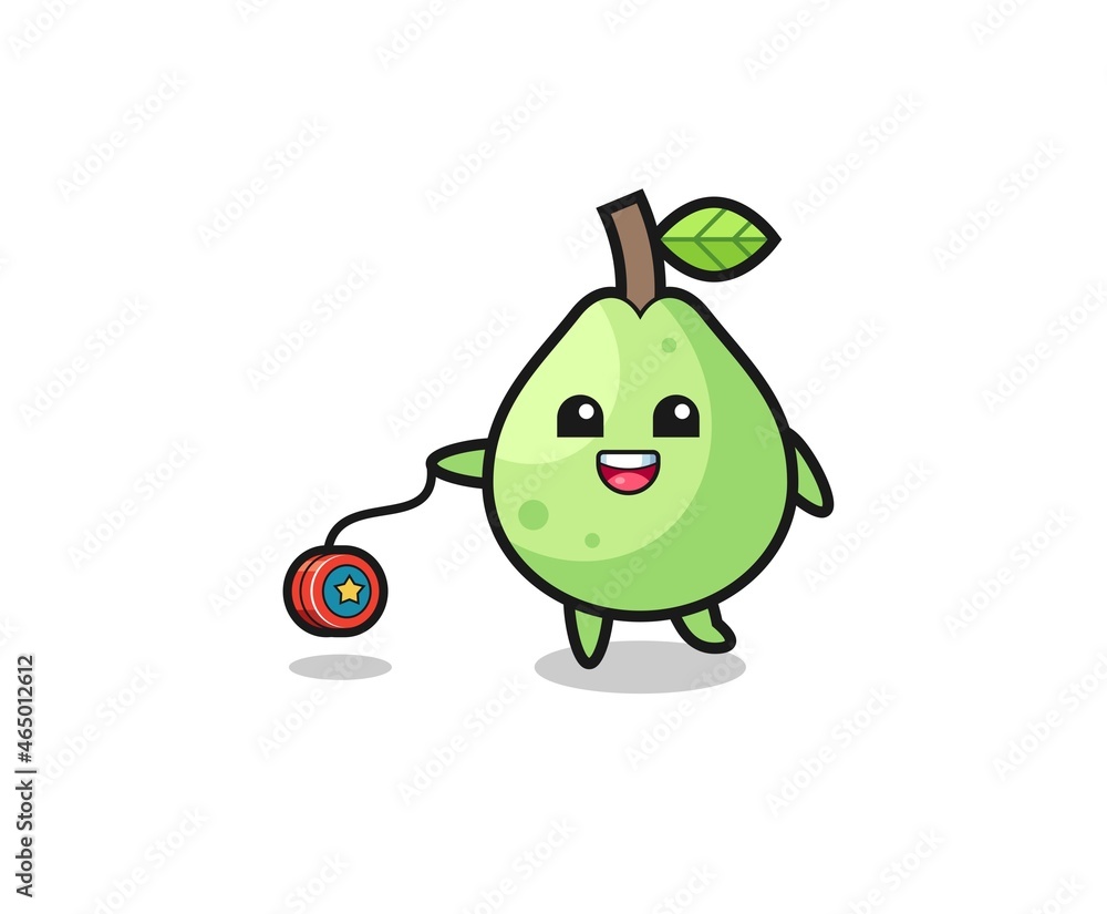 cartoon of cute guava playing a yoyo cartoon of cute guava playing a yoyo
