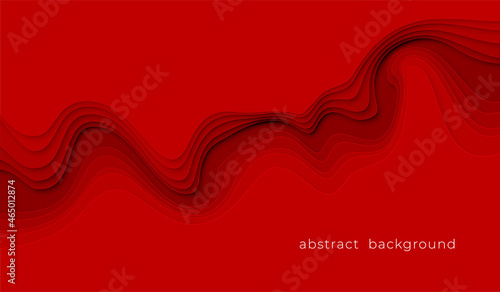 Cut out paper design style red abstract background. Red Papercut background for presentation, cover, banner, website template. Vector illustration