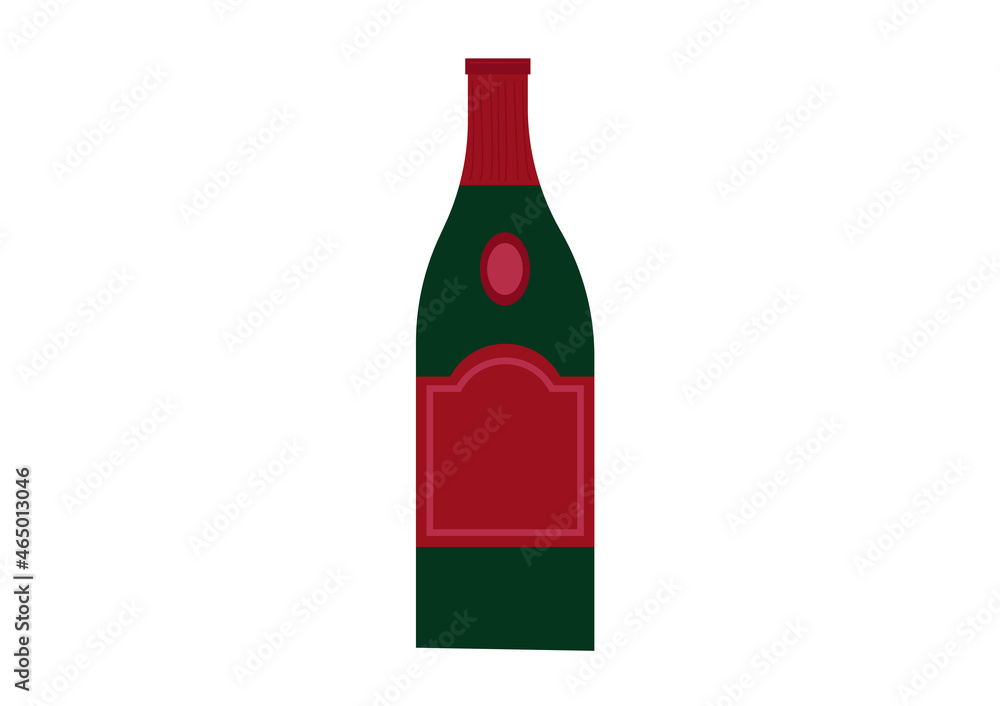 Vector bottle with wine flat style isolated on white background. Illustration for the menu Vector bottle with wine flat style isolated on white background. Illustration for the menu